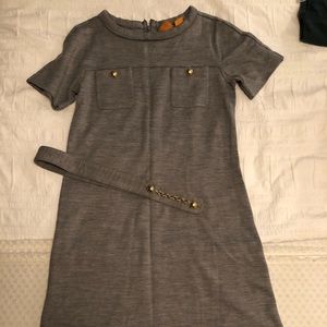 Tory Burch Gray Knit Belted Dress
